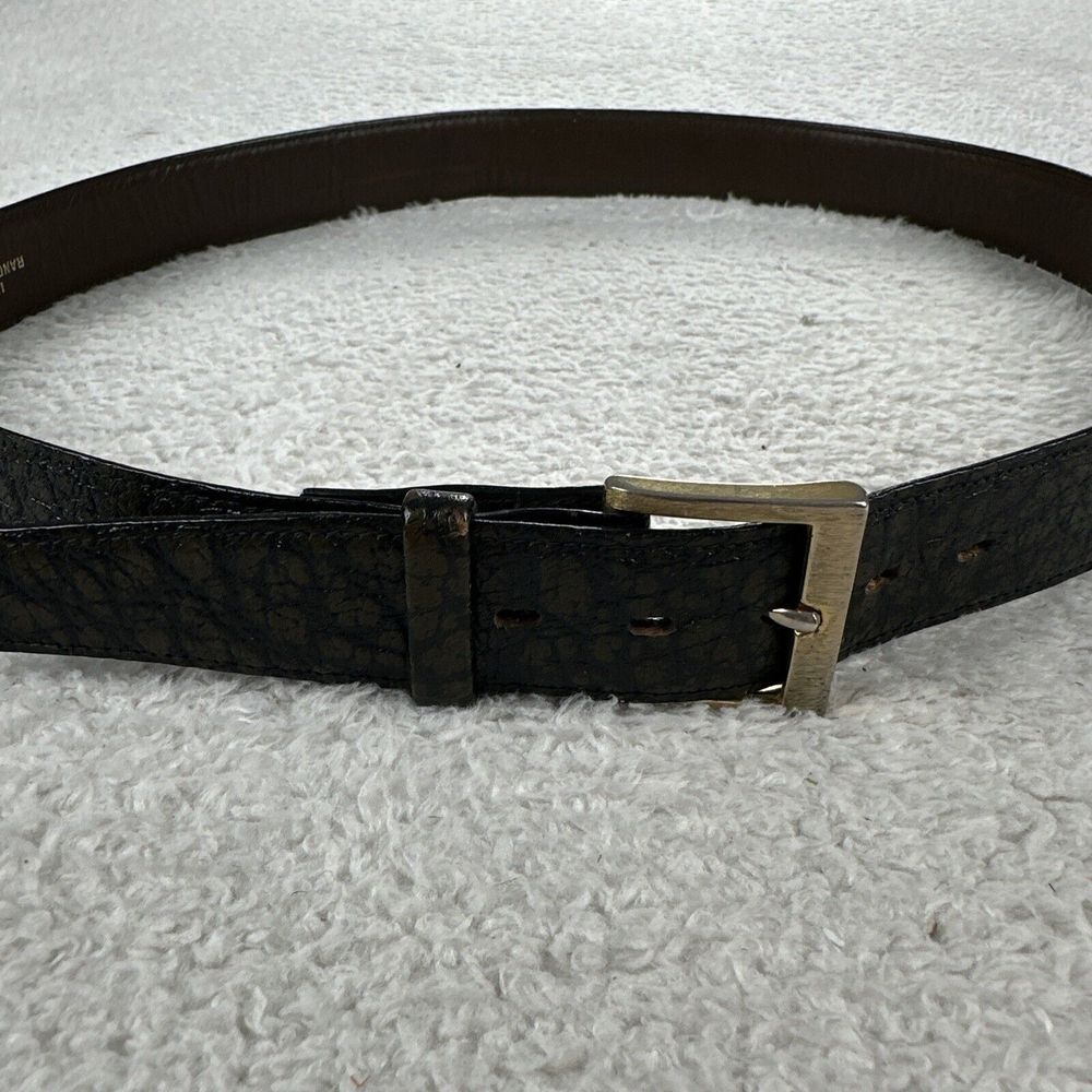 Buxton Genuine‎ Leather Textured Belt Men 36 Brown Imported Rangoon Buffalo 2390